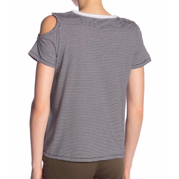 NWT CURRENT/ELLIOTT striped heart cutout tee szL - Picture 2 of 12